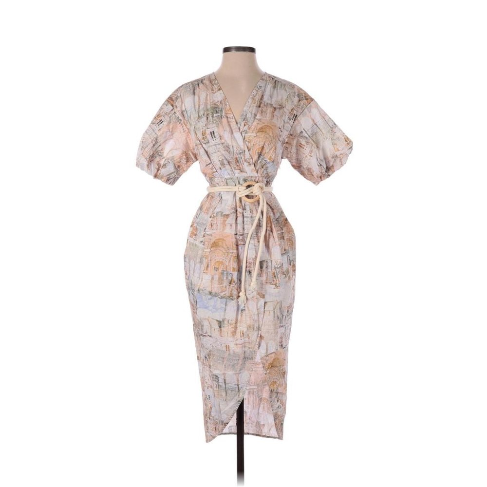 Urban Revivo Women’s Classical Art Tulip Dress with Belt, Artsy, US Size 4